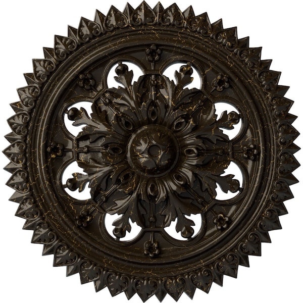 Ekena Millwork York Ceiling Medallion (Fits Canopies up to 3 5/8"), 21 5/8"OD x 2 1/2"P, Stone Hearth Crackle CM21YOSHC - main